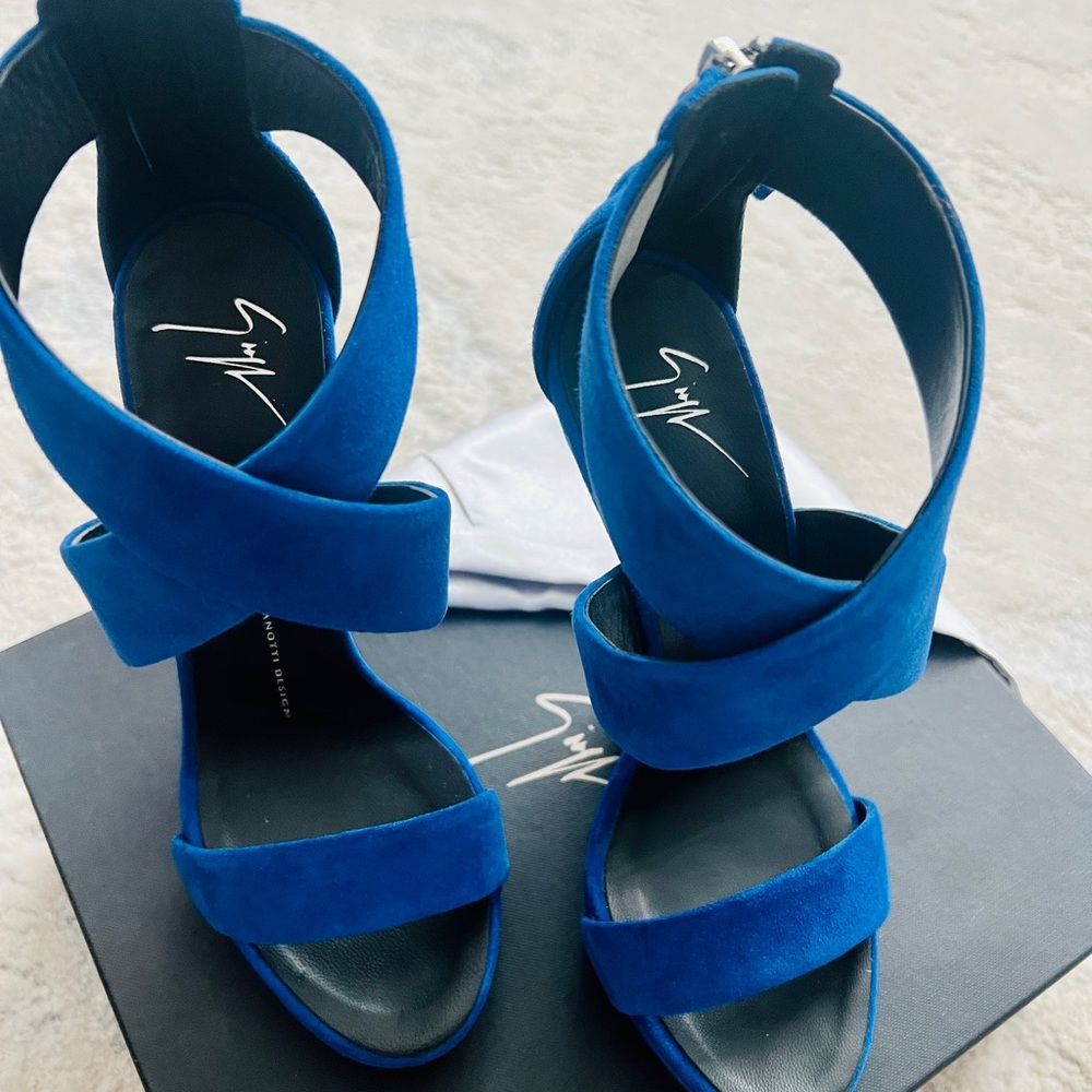 Guiseppe Zanotti Alien Wedges Royal Blue Size 37